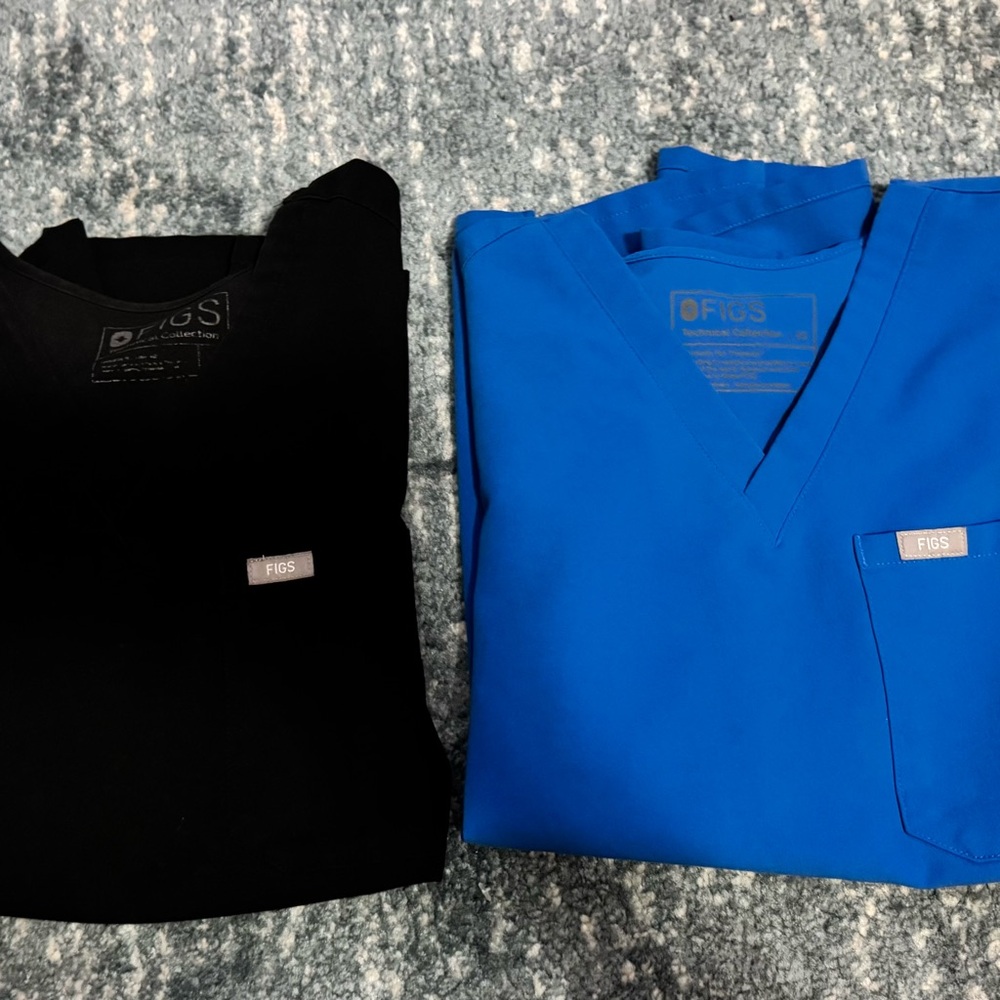 Figs One Black Top and One Royal Blue Top